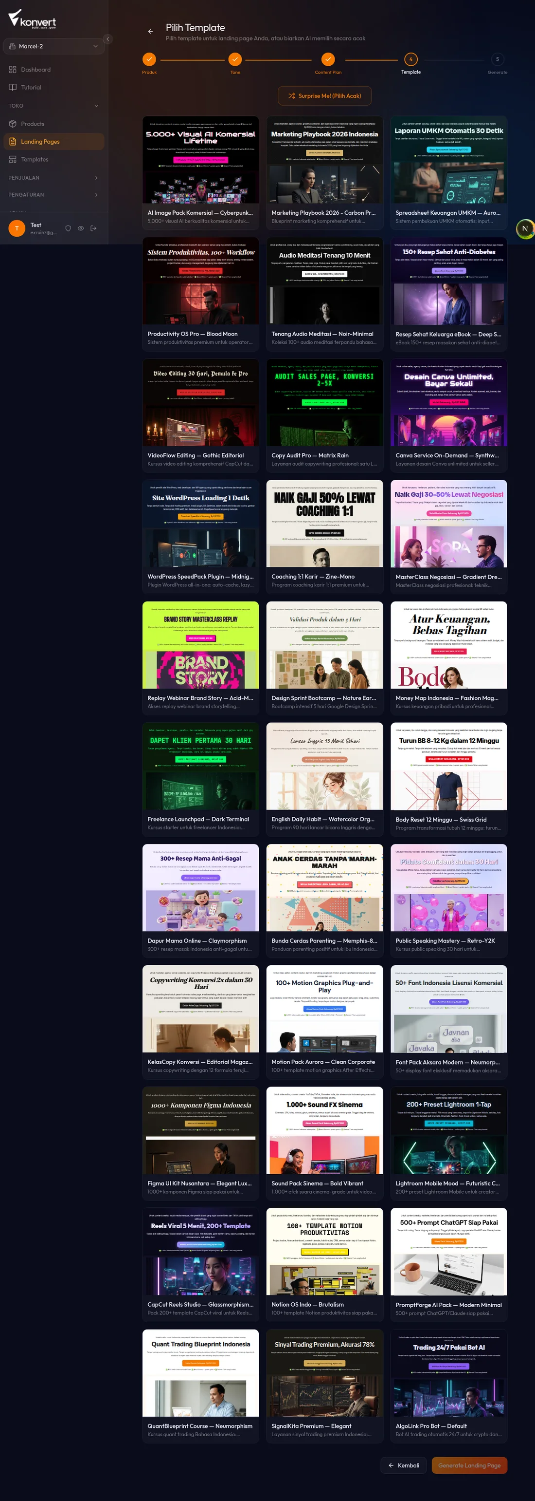 Step 4 Pilih Template: grid template